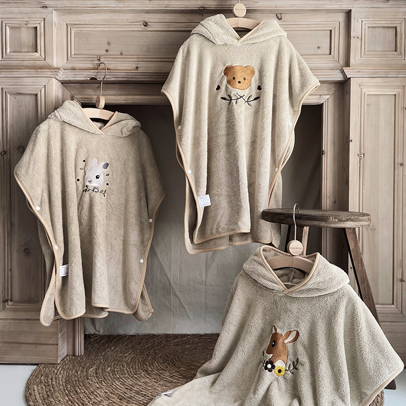 Hooded Bath Towel - Children's Coral Fleece Cloaks Bathrobes Hooded