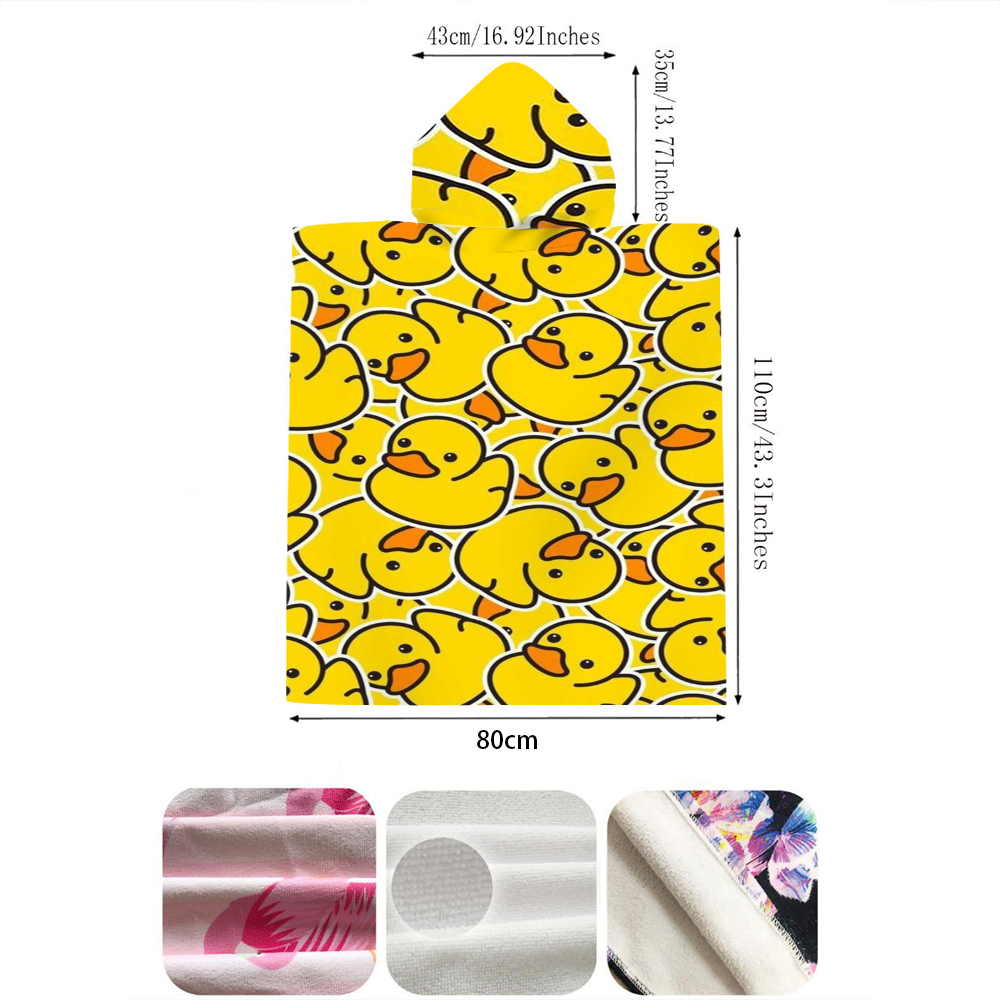 Cute Yellow Rubber Duck Print  - Hooded Bath Towel recension och pris